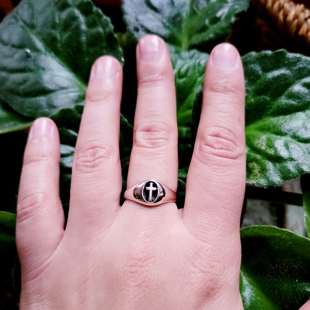 New Solid 925 Sterling Silver Cross Ring - image 5